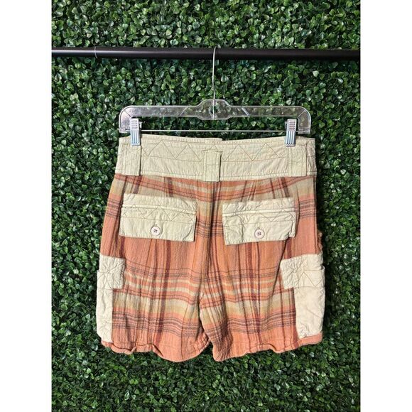 Free People High Rise Plaid Gauzy Shorts Sz 2 - Picture 2 of 4